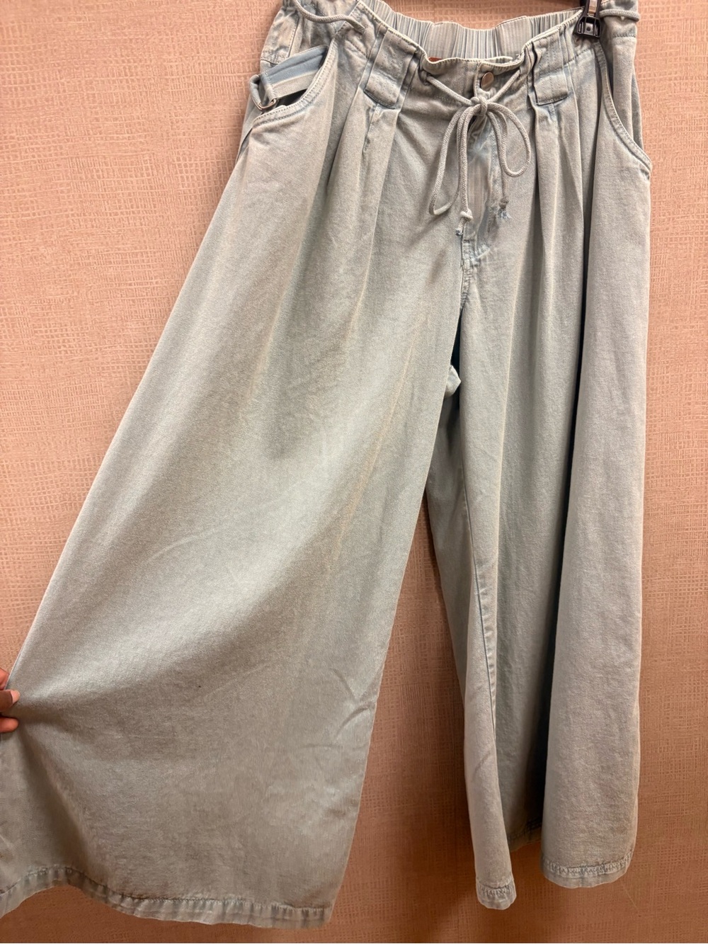 Free People Wide leg Drawstring Denim Pants